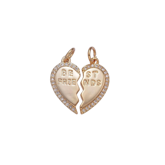 Best Friend Heart Charms