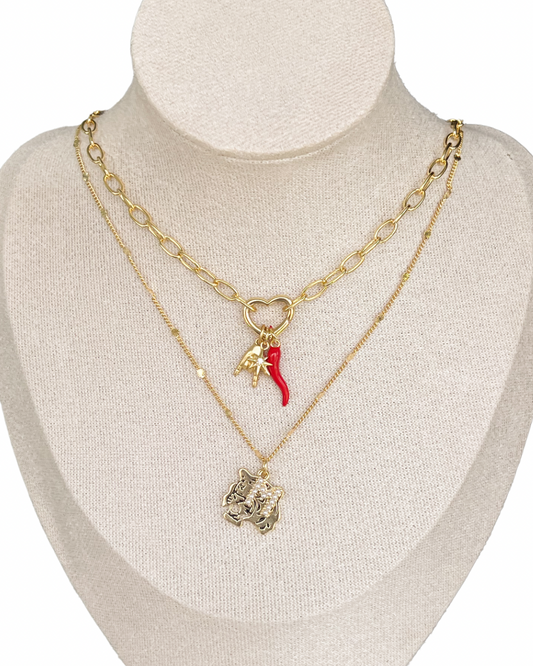 Tiger + Initial Necklace