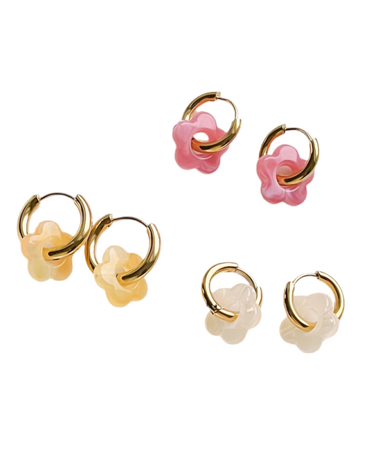 18K Gold Plated Flower Huggies