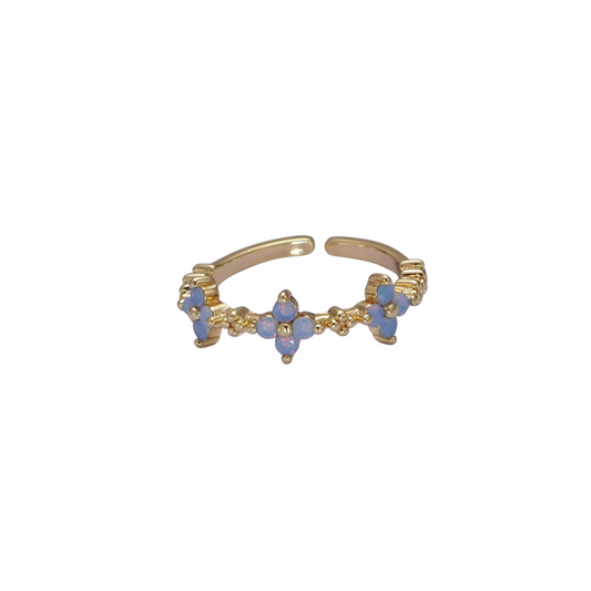 Dainty Blue Opal Flower Ring